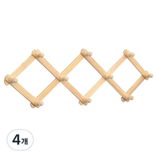LalaGongbang 原木伸縮衣架 小型, 天然木色, 4個