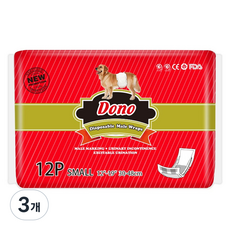 DONO 숫컷용 매너 패드, 소형, 12개입, 3개