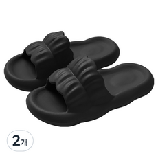 EVER HOUSE EVA波浪氣墊室內拖鞋, 黑色, 2個
