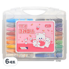 모닝글로리 크레파스 18종 세트 핑크, 6세트, 18색