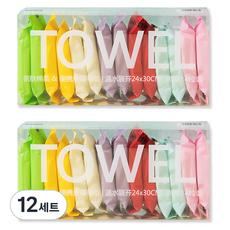 휴대용 압축 포장 일회용 세안타월 7종 x 2p 세트, 화이트, 12세트