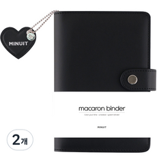 MINUIT 馬卡龍活頁夾日記本 6孔 A6, 黑色, 2個
