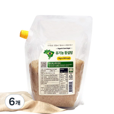 비정제 유기농 황설탕 사탕수수 원당, 1kg, 6개