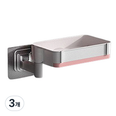 Yesodang 免鑽孔多用途肥皂架 1層, 3個, 白粉色