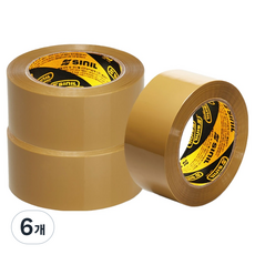 Sinil Tape 封箱膠帶 厚度 57mic x 寬度 48mm x 長度 80m, 黃色, 6個