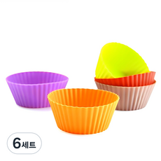 베링 실리콘 미니 머핀컵 5종 세트, 레드 + 오렌지 + 퍼플 + 그린 + 브라운, 6세트