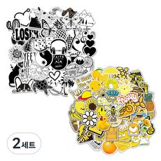 만들하비 캐리어 노트북 다이어리 꾸미기 리무버블 스티커 2종 x 50p 세트, 08 모던, 옐로우, 2세트