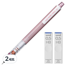 Uni 三菱鉛筆 KURU TOGA Kuru Toga 標準型自動鉛筆 嬰兒粉 M5-450 + Kuru Toga 專用筆芯 HB 2入組, 2套, 0.5mm