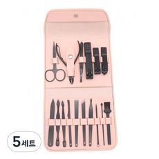 칼리오페 가죽케이스 발톱 손톱깎이 16종 세트, 핑크(케이스), 5세트