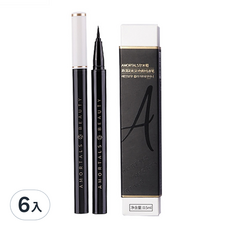 amortals爾木萄 跌落彩虹彩色眼線液筆 C01胖仔黑布林 持久不暈染 輕鬆打造精緻眼妝, 6入, 黑色