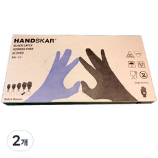 Handscar Latex Power Free Glove 美容手套 L 20p, 黑色, 2個