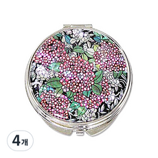 螺鈿漆器貝殼圓形手拿鏡, 繡球花 彩色, 4個