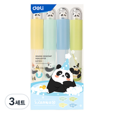 deLi 得力 熊貓公仔螢光筆4件組, 黃色, 藍色, 綠色, 青色, 3套