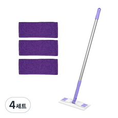 aclean 清潔拖把 小型 白紫色 + 紫色超細纖維拖布 3入, 4套