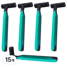 藍色市場不銹鋼一次性剃須刀綠色, 15個, 1入
