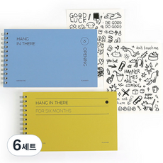 워너디스 행인데얼 와이드 위클리 6개월 스터디 플래너 2종 + 스티커 2종 세트, 올리브, 블루(플래너), 6세트