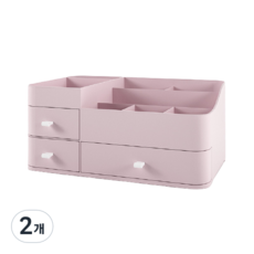 골드팡 심플 디자인 서랍형 화장품 정리함, 핑크, 2개
