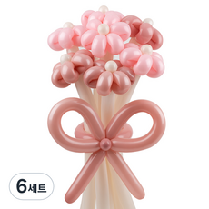 셈퍼텍스 요술풍선 데이지 튤립 꽃다발 만들기 세트, 핑크로즈 2색혼합, 6세트