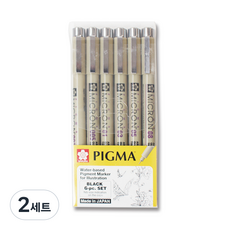 SAKURA Pigma BK 簽字筆 6色組, 黑色, 2套
