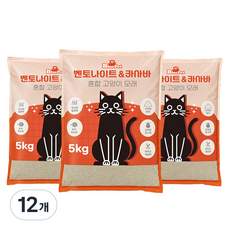 블루펫 응고형 벤토나이트 카사바 혼합 고양이모래, 5kg, 12개, 무향