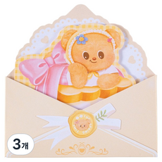 델리 버터베어 캐릭터 다꾸 무접착 떡메모지, 옐로우, 3개, 30매