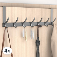 셀렉투유 무타공 도어 후크 7훅, 그레이, 4개