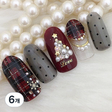 ItTem SHOP 美甲貼 凝膠美甲 自助美甲藝術, 6個, 格紋樹