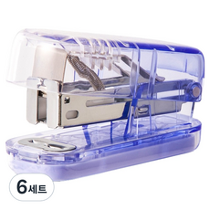 델리 미니 그라데이션 투명 스테이플러 + 33호침 세트, 클리어 퍼플(스테이플러), 6세트