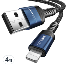 코드웨이 아이폰 A타입 라이트닝 8핀 고속충전케이블, 4개, 혼합색상, 2m