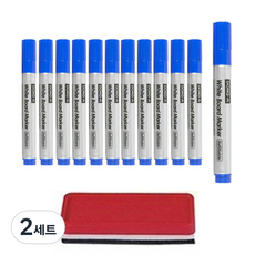 DONG-A 替換型白板筆 12入+白板擦組, 藍色, 2套