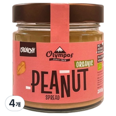 올림포스 유기농 피넛버터 크런치, 200g, 4개