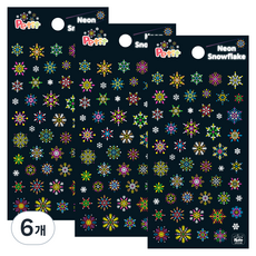 Petit 2000 霓虹雪花貼紙 DA5719, 混合顏色, 6個