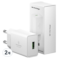 신지모루 전압 전력보호 USB 휴대폰 충전기, 화이트, 2개 화이트, 2개