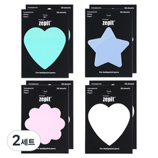 포포팬시 고급 트레이싱지 반투명 제피트 점착 메모지 4종 x 30p x 2개 세트, 도형 SET, 2세트