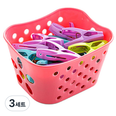 리버그린 빨래집게 30p + 바구니, 혼합색상 + 핑크, 3세트