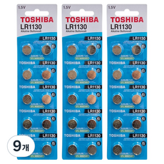 도시바 알카라인 버튼 건전지 LR1130, 10개입, 9개