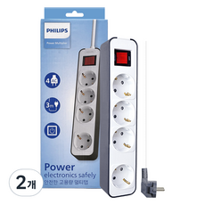 필립스 고용량 과부하차단 멀티탭 4구 CHP2145, 3m, 그레이, 2개