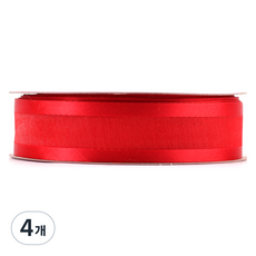 노크원 양단 오간디 리본 25mm, 빨강, 15m, 4개