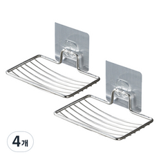 REAL PICKY 黏貼式不鏽鋼肥皂架, 4個, 銀色