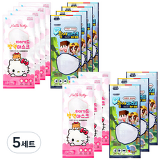 하이가드 황사마스크 2종 세트 헬로키티 소형 KF94 7p + 샌드박스 소형 KF80 7p, 5세트