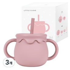 LITTLE CLOUD 幼兒用蜜糖園多功能吸管杯 250ml, 玫瑰粉, 3個