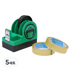 유니아트 오로라 커터기 + 투명테이프 25mm 2p 세트, 혼합색상, 5세트