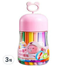 스모글 귀여운 손에 묻지 않는 크레용 핑크통, 3개, 24색