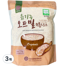 이든타운 유기농 오트밀 퀵롤드오츠, 1kg, 3개