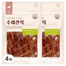 굿데이 강아지 수제간식, 돼지귀 슬라이스, 70g, 4개