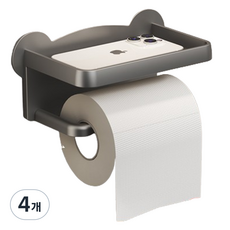 HappyEasy 浴室免鑽孔雙層捲筒衛生紙架, 4個, 灰色
