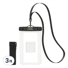 내셔널지오그래픽 4중 잠금 스마트폰 방수팩 + 넥스트랩 + 암밴드, 화이트, 3개