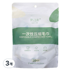 헬씨닷 그린 코인 압축 개별포장 일회용 타월 20p, 화이트, 3개