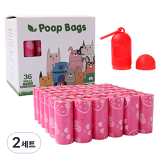 순잠 반려동물 패턴 봉투 36p + 디스펜서 세트, 핑크, 2세트