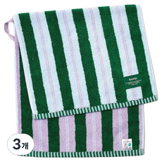 모던하우스 STF 스프링 더블스트라이프 세면타월 190g 30수 코마사 40 x 80 cm, 그린, 3개
